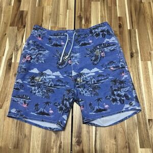 Johnnie O Board Shorts Mens M Blue Geometric Copacabana Lined Beach Trunks